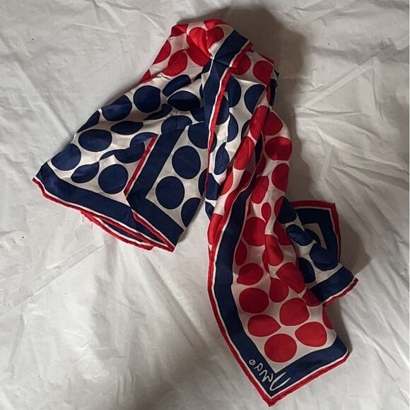 Vintage Vera Neumann Scarf - Signed - Red & Blue - Circles - Made in Japan - Picture 3 of 7